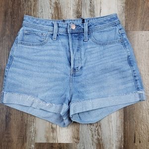 Hollister High Rise Button Fly Denim Shorts Sz 2